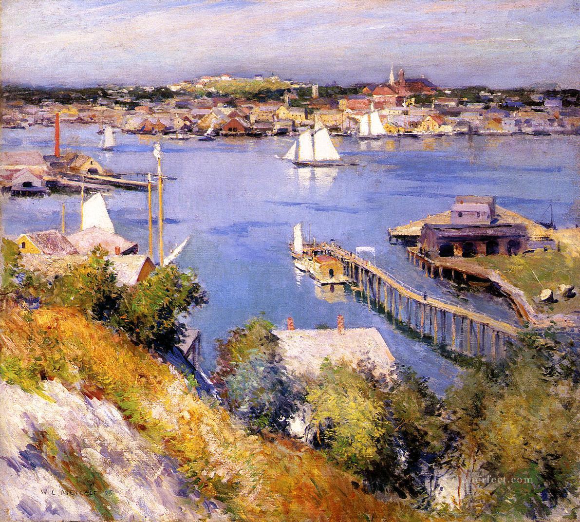 Gloucester Harbor scenery Willard Leroy Metcalf Oil Paintings